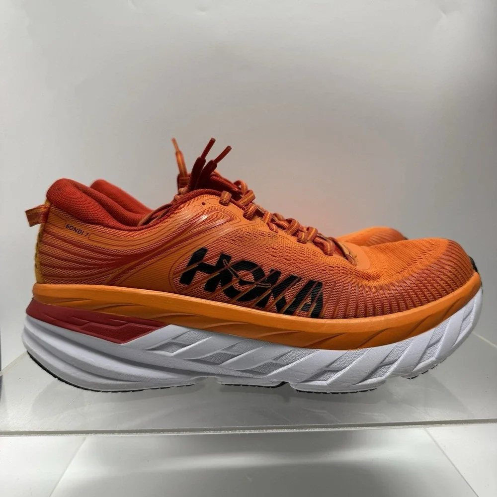 Hoka One One Bondi 7 Orange Running Shoes 1110518-POFS Men's Size 9.5